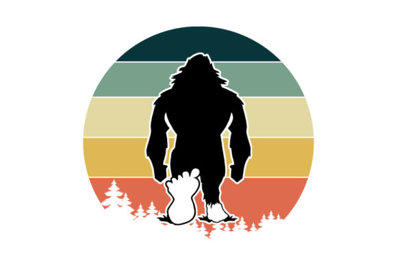 Bigfoot in Woods Retro Sunset PNG SVG Review
