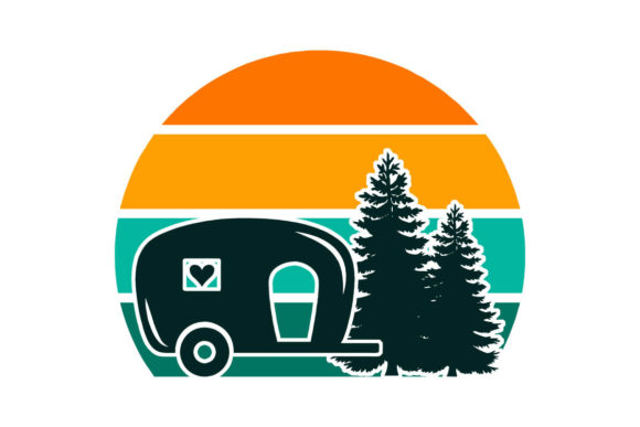 Camper Heart Window Retro Sunset PNG SVG Review