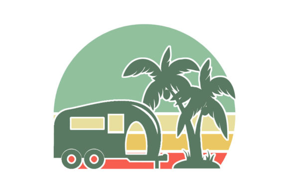 Camper Palm Trees Retro Sunset PNG SVG Review