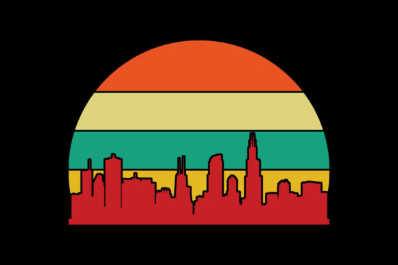 Chicago Illinois Retro Sunset PNG SVG Review