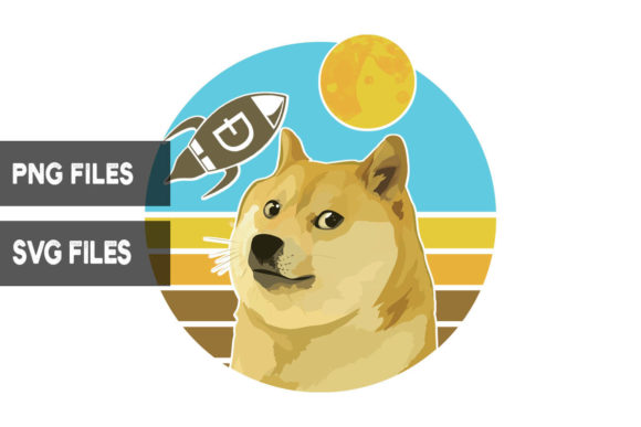 Dogecoin Rocket Moon Sunset PNG SVG Review