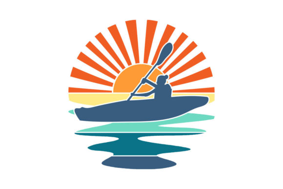 Female Canoeing Retro Sunset PNG SVG Review