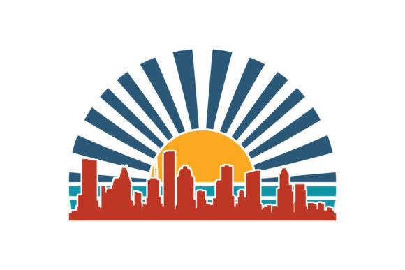 Houston Texas Cityscape Retro Sunset Review
