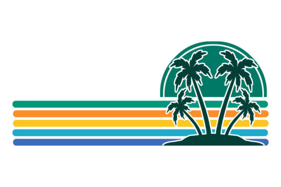 Palm Trees Retro Sunset PNG SVG Review