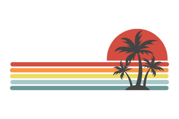 Palm Trees Stripes Retro Sunset PNG SVG Review